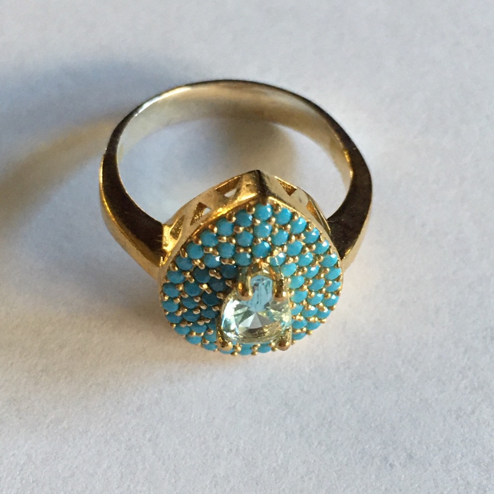 Drip turquoise silver ring, sz 8